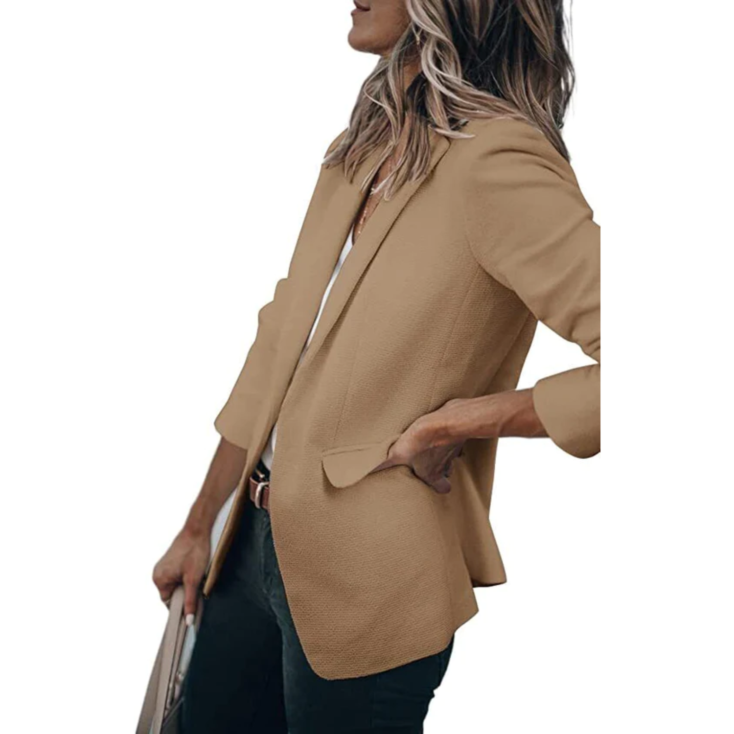 Klassisch Einfarbige Blazer Mit Tasche für Damen | Ideal für Sommer