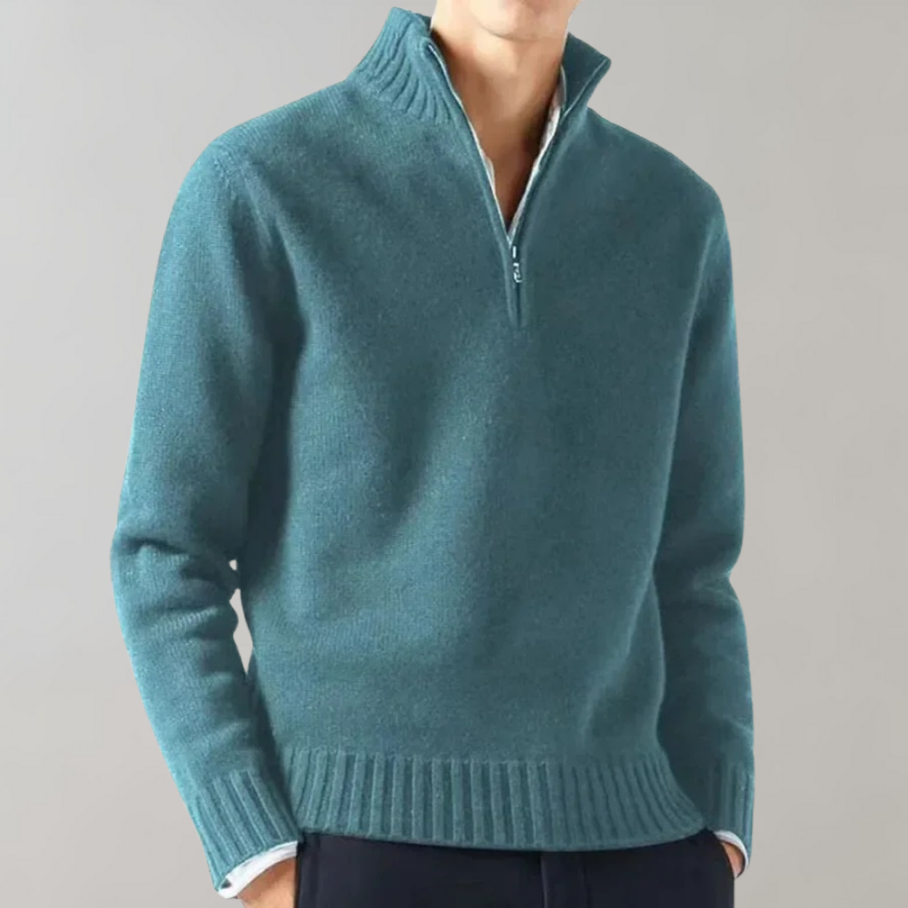 Warmer Fleece Halbreissverschluss Hochkragen Strick Jumper für  Herren | Ideal für den Winter