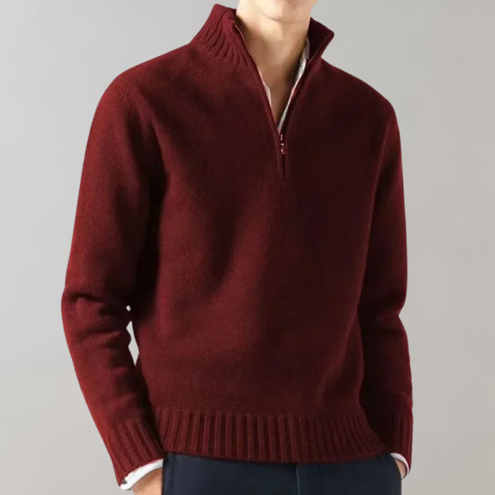 Warmer Fleece Halbreissverschluss Hochkragen Strick Jumper für  Herren | Ideal für den Winter