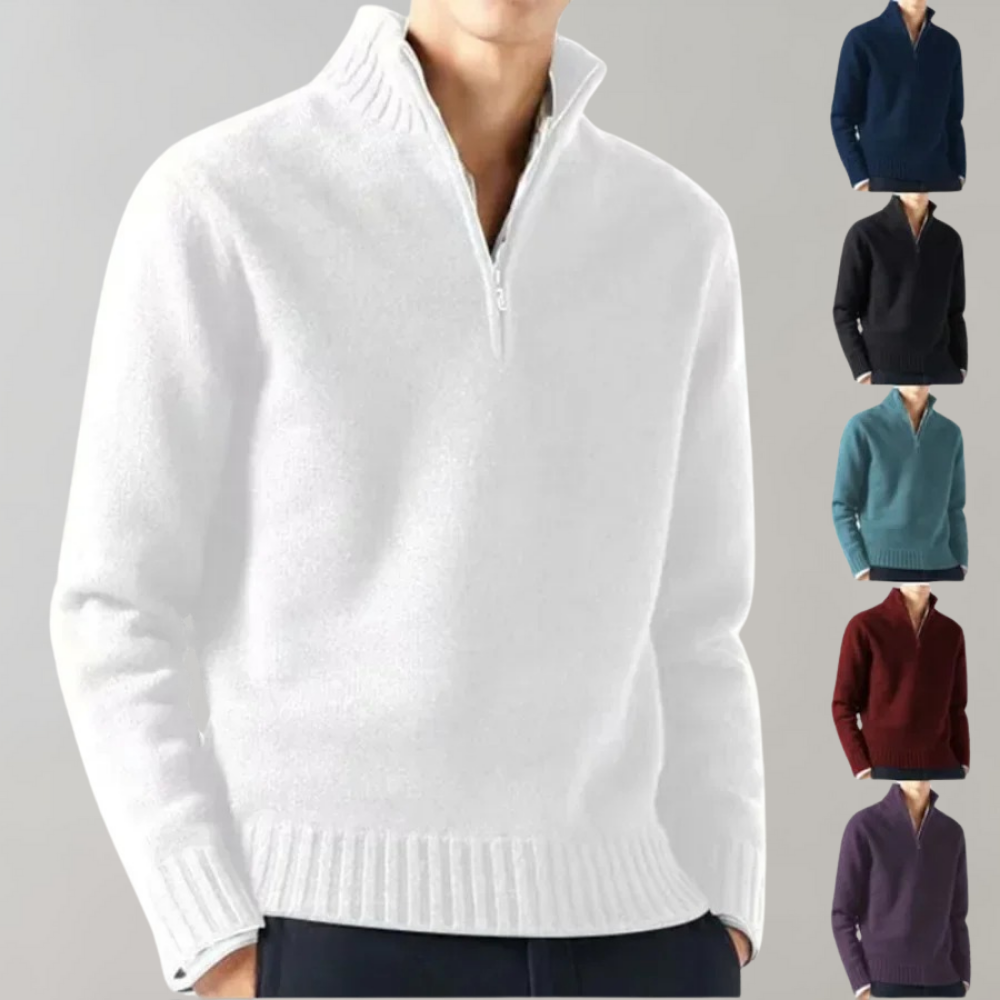 Warmer Fleece Halbreissverschluss Hochkragen Strick Jumper für  Herren | Ideal für den Winter