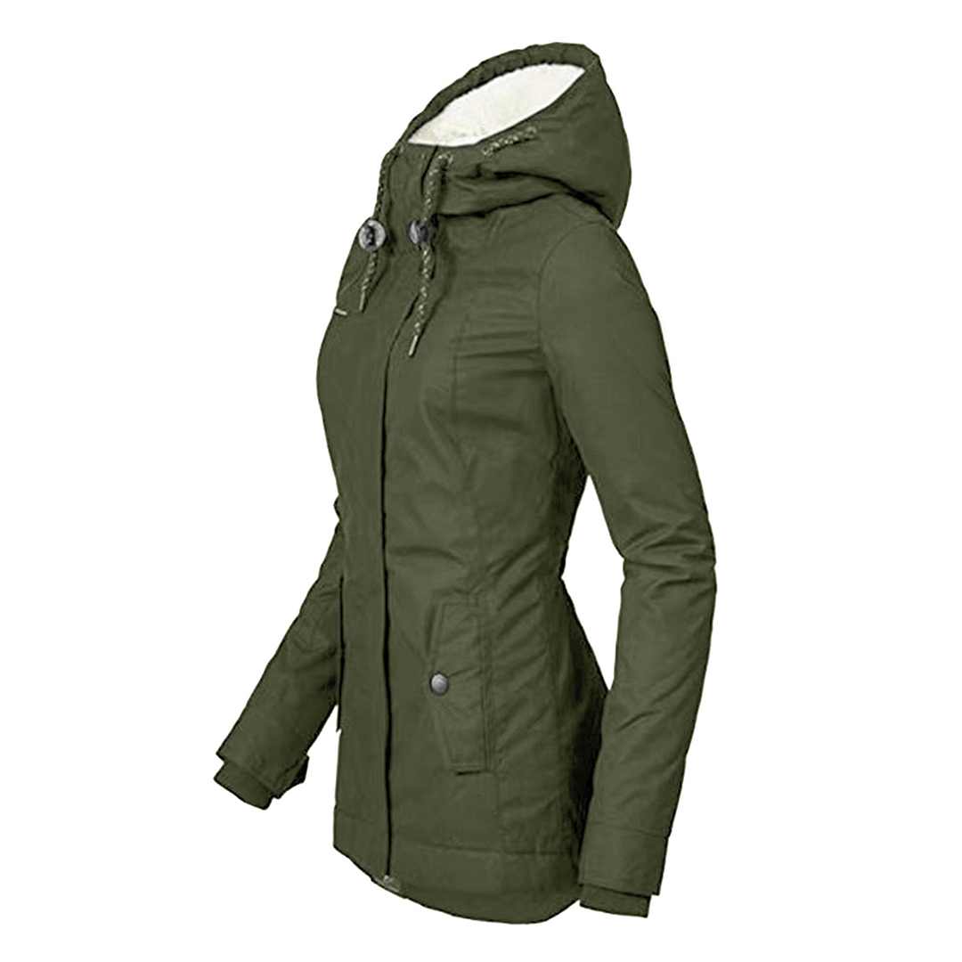 Stylischi Fleece-Gfütterti Regenjacke Mit Chappe Und Tasche für Damen | Ideal für alle Jahreszeiten