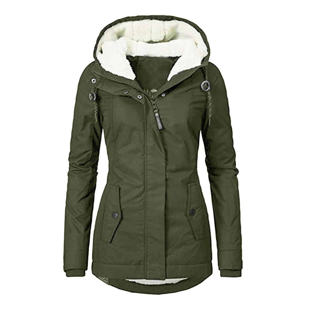 Stylischi Fleece-Gfütterti Regenjacke Mit Chappe Und Tasche für Damen | Ideal für alle Jahreszeiten