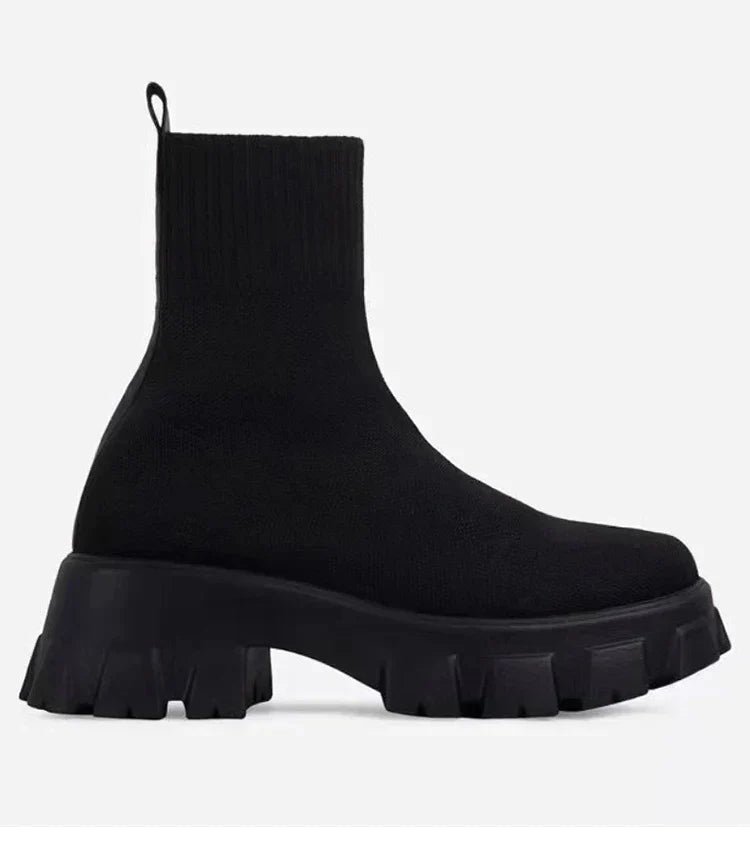 Lässig Strick Veganleder Stiefeletten Für Damen | Ideal für den Winter