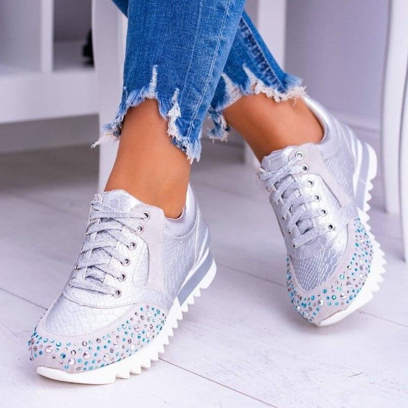 Trendig Schnür-Mesh-Sneaker mit Perlendesign für Damen | Ideal für jede Jahreszeit