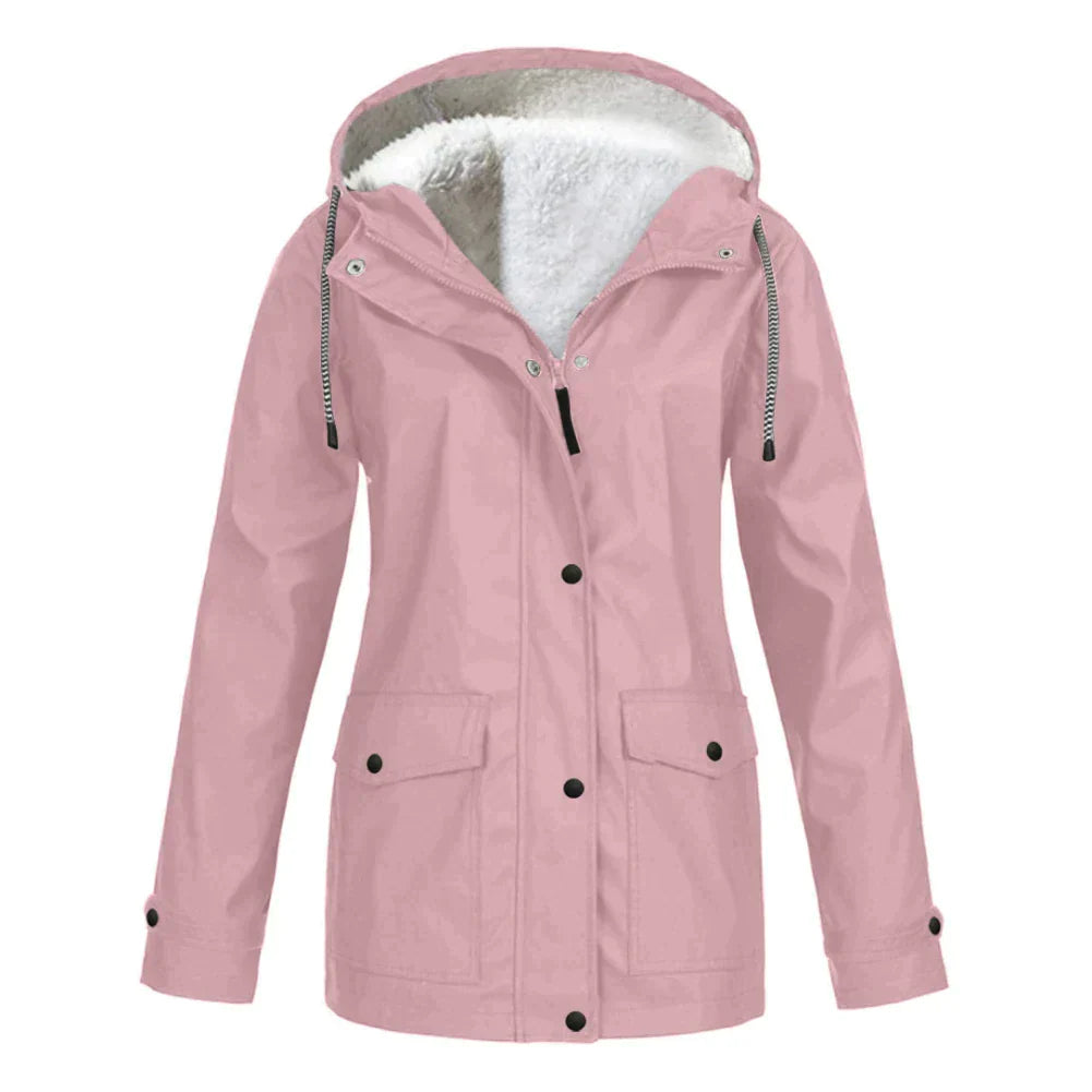 Warmi Fleece-Gfütterti Regenjacke Mit Chappe für Damen | Ideal für alle Jahreszeiten