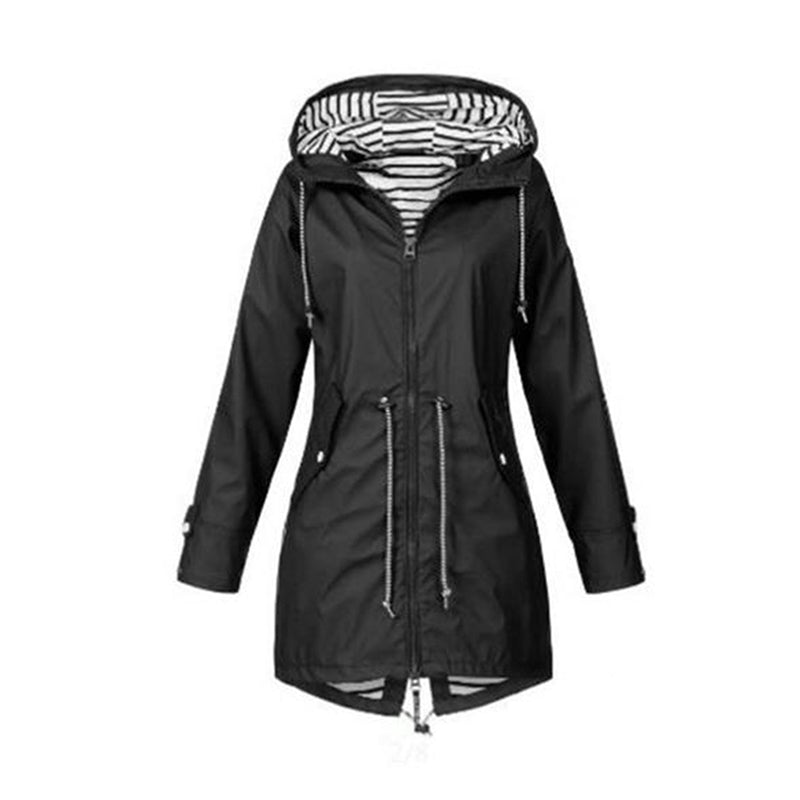 Leichtgewichtig Wasserdicht Lange Regenjacke Mit Kapuze Und Verstellbare Taille für Damen | Ideal für Winter