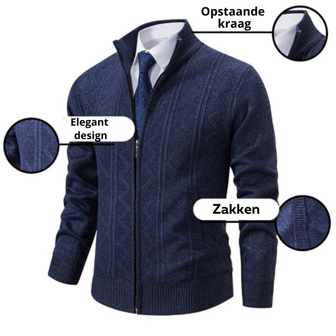 Eleganter Strickpulli Mit Reissverschluss Und Stehkragen Für Herren | Ideal für den Winter