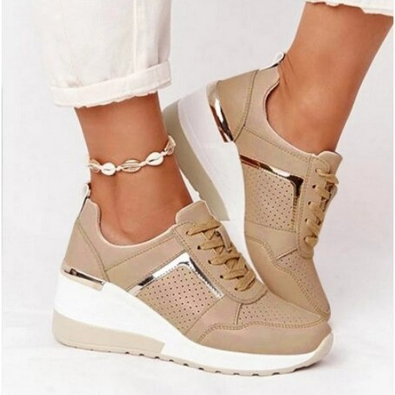 Atmigs Wedge-Sneakers mit Schnürung und hohem Absatz für Damen | Ideal für alle Jahreszeiten