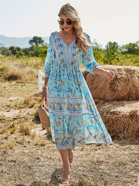 Blumendruck Boho Kleid für Damen | Ideal für den Sommer