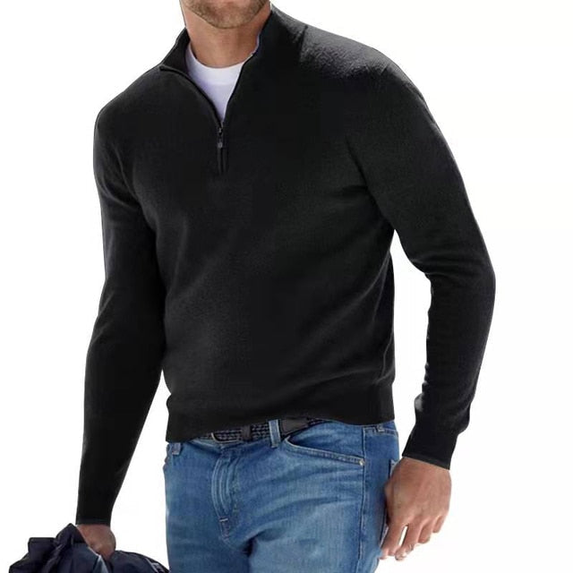 Klassischer Elastischer Strickpullover Mit Viertelreissverschluss für Herren | Ideal für alle Jahreszeiten