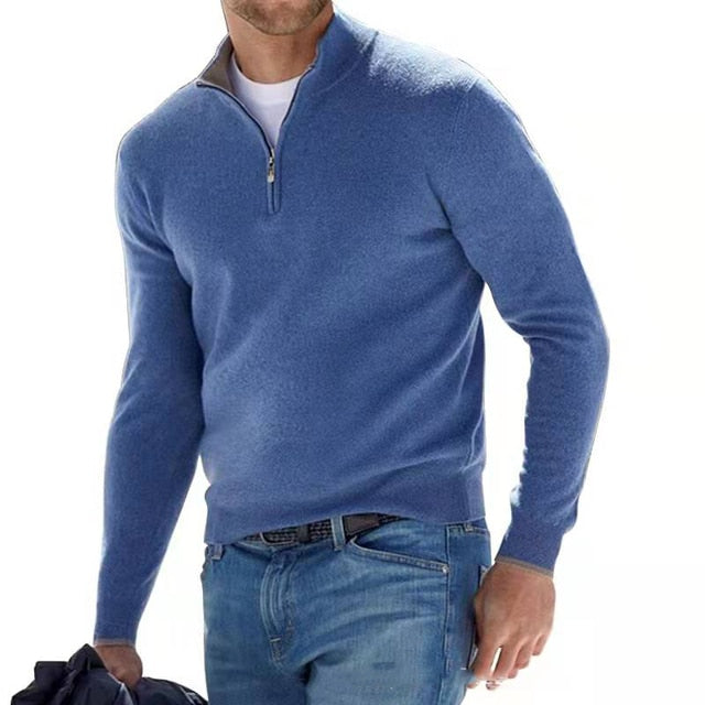 Klassischer Elastischer Strickpullover Mit Viertelreissverschluss für Herren | Ideal für alle Jahreszeiten