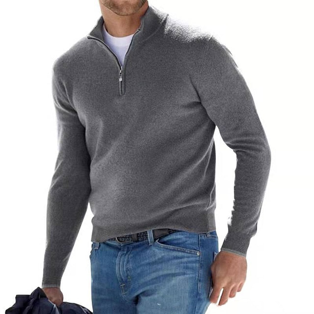 Klassischer Elastischer Strickpullover Mit Viertelreissverschluss für Herren | Ideal für alle Jahreszeiten