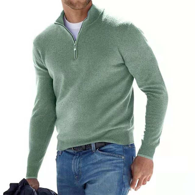 Klassischer Elastischer Strickpullover Mit Viertelreissverschluss für Herren | Ideal für alle Jahreszeiten