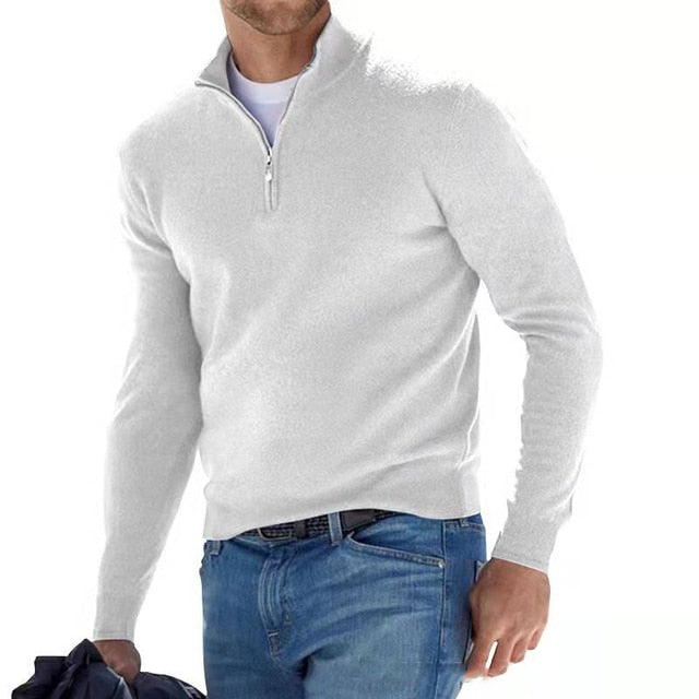 Klassischer Elastischer Strickpullover Mit Viertelreissverschluss für Herren | Ideal für alle Jahreszeiten