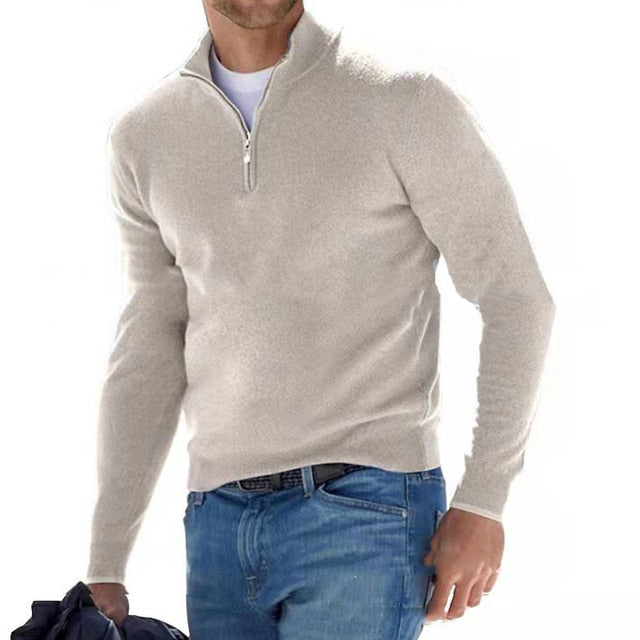 Klassischer Elastischer Strickpullover Mit Viertelreissverschluss für Herren | Ideal für alle Jahreszeiten