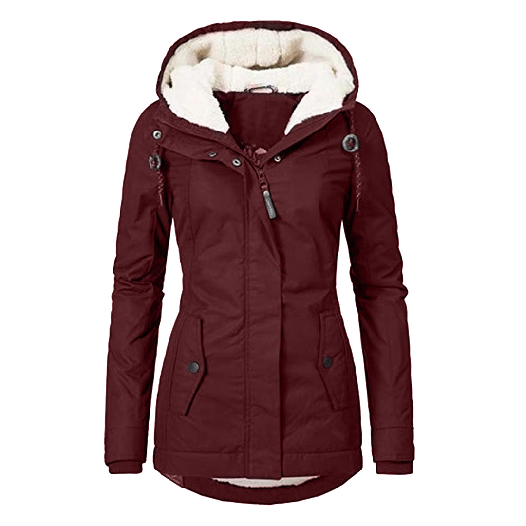 Stylischi Fleece-Gfütterti Regenjacke Mit Chappe Und Tasche für Damen | Ideal für alle Jahreszeiten