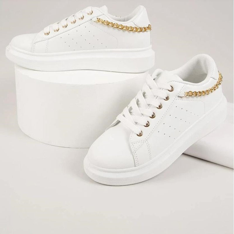 Leichti Plateau Sneakers Mit Goldkette für Damen | Ideal für alle Jahreszeiten