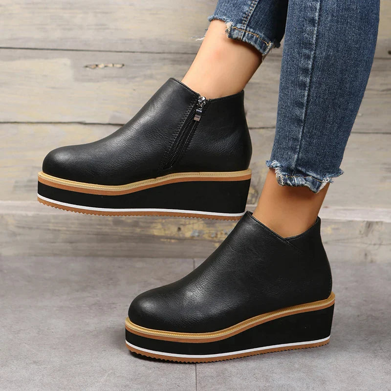 Stylischi Plateau Stiefeletten Mit Reissverschluss für Damen | Ideal für alle Jahreszeiten