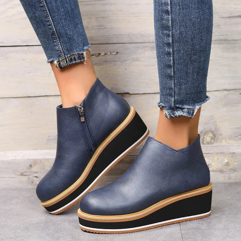 Stylischi Plateau Stiefeletten Mit Reissverschluss für Damen | Ideal für alle Jahreszeiten