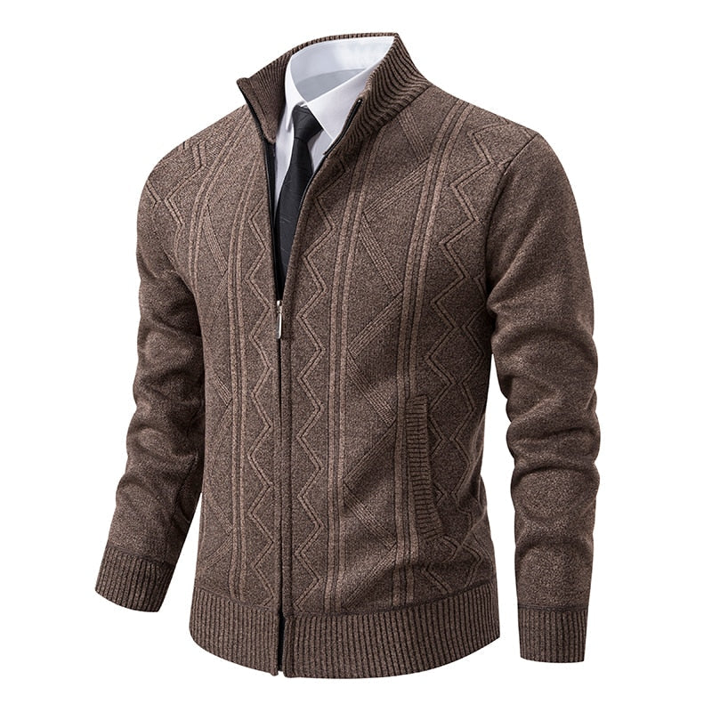 Eleganter Strickpulli Mit Reissverschluss Und Stehkragen Für Herren | Ideal für den Winter