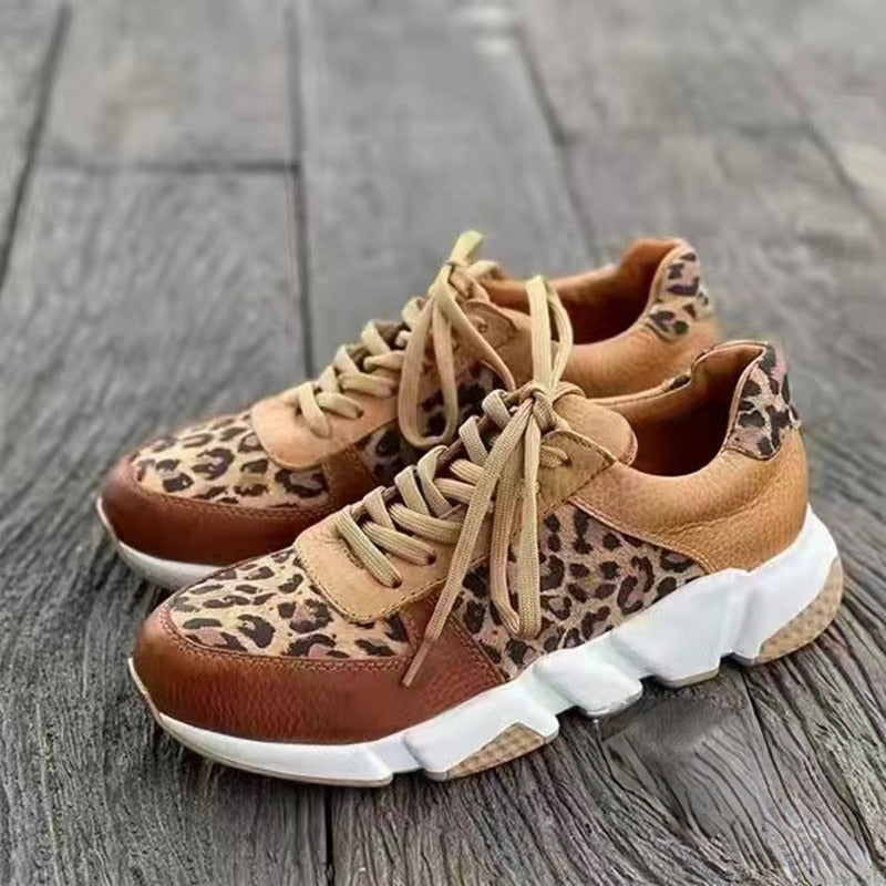 Klassischi Sneakers Mit Dicker Sohle Und Leopardemuster für Damen | Ideal für alle Jahreszeiten