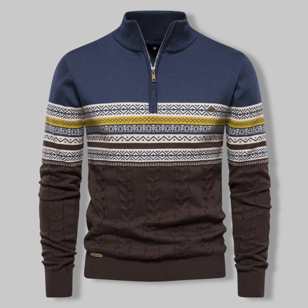 Klassischer Norweger Strickpullover Mit Stehkragen für Herren | Ideal für alle Jahreszeiten