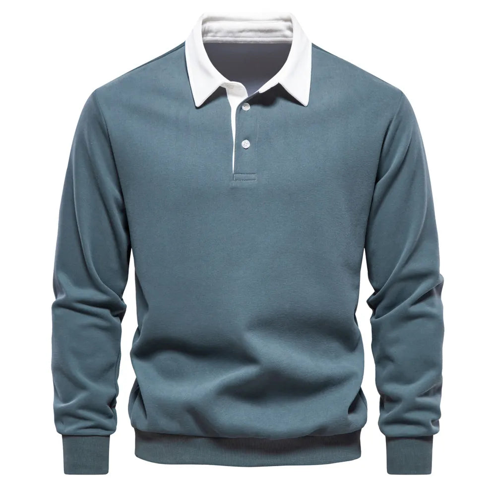 Lässiger Polo-Pullover mit Knöpfen mit Kragen für Herren | Ideal für den Winter