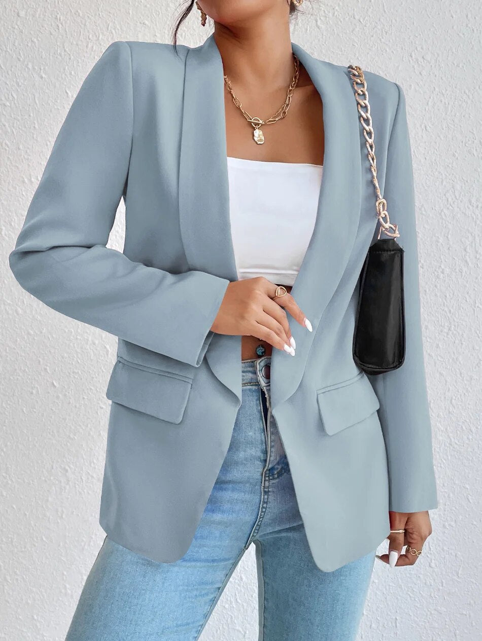 Trendig Schlanker Offener Blazer Mit Tasche für Damen | Ideal für alle Jahreszeiten