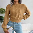 Stylischs Beiges Strickpullover Mit Zöpfli Muster für Damen | Ideal für alle Jahreszeiten