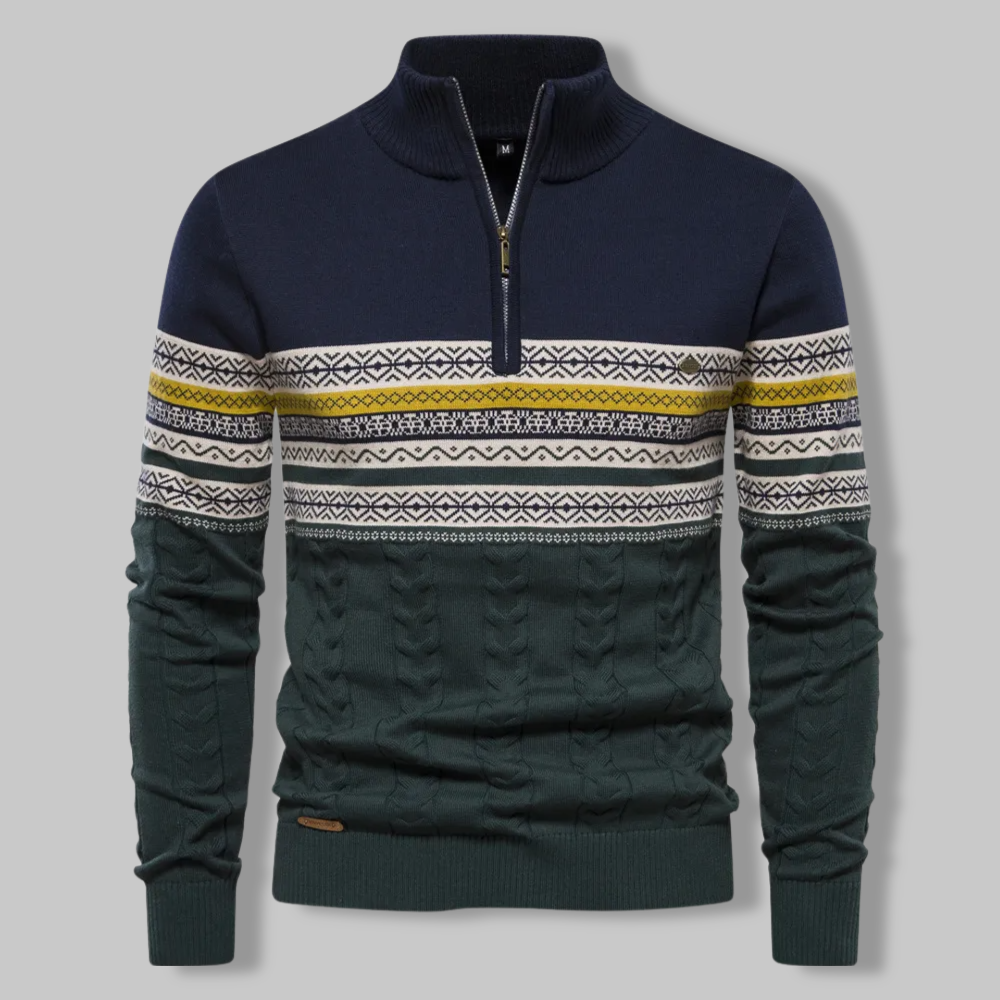 Klassischer Norweger Strickpullover Mit Stehkragen für Herren | Ideal für alle Jahreszeiten