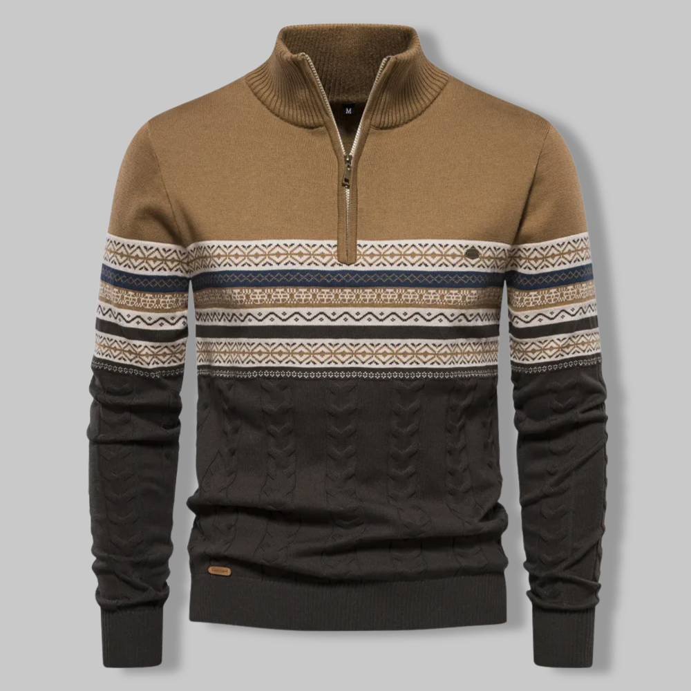 Klassischer Norweger Strickpullover Mit Stehkragen für Herren | Ideal für alle Jahreszeiten