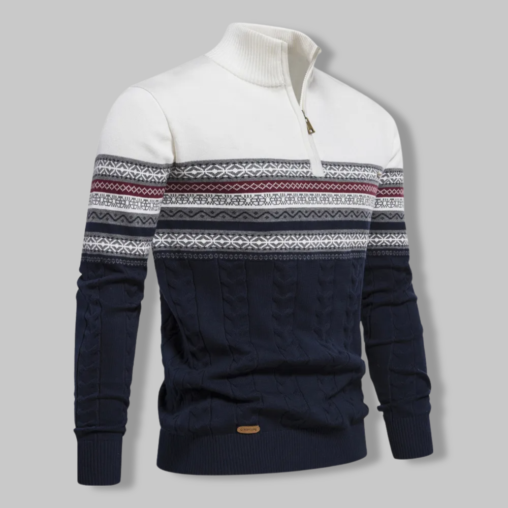 Klassischer Norweger Strickpullover Mit Stehkragen für Herren | Ideal für alle Jahreszeiten