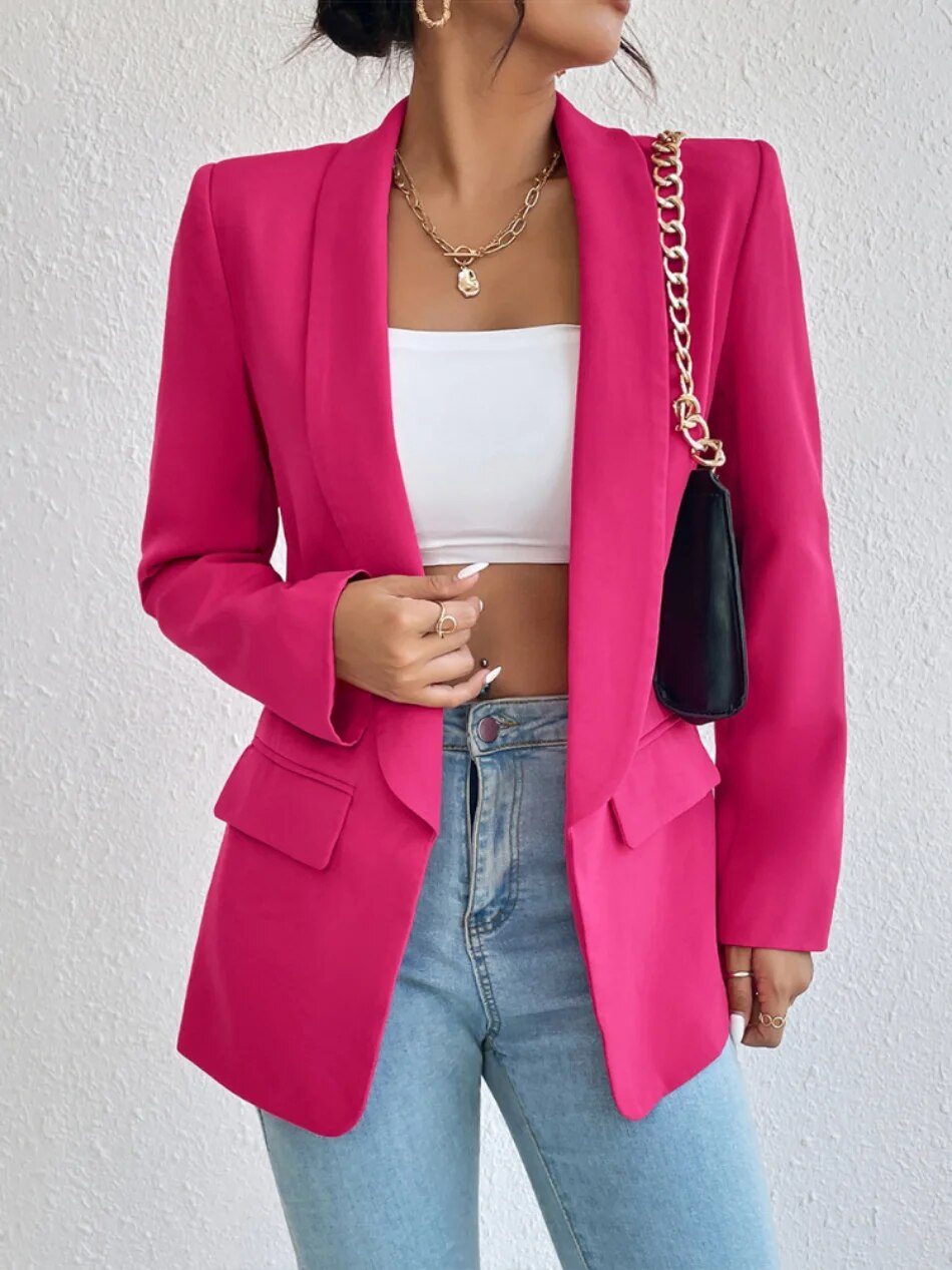 Trendig Schlanker Offener Blazer Mit Tasche für Damen | Ideal für alle Jahreszeiten