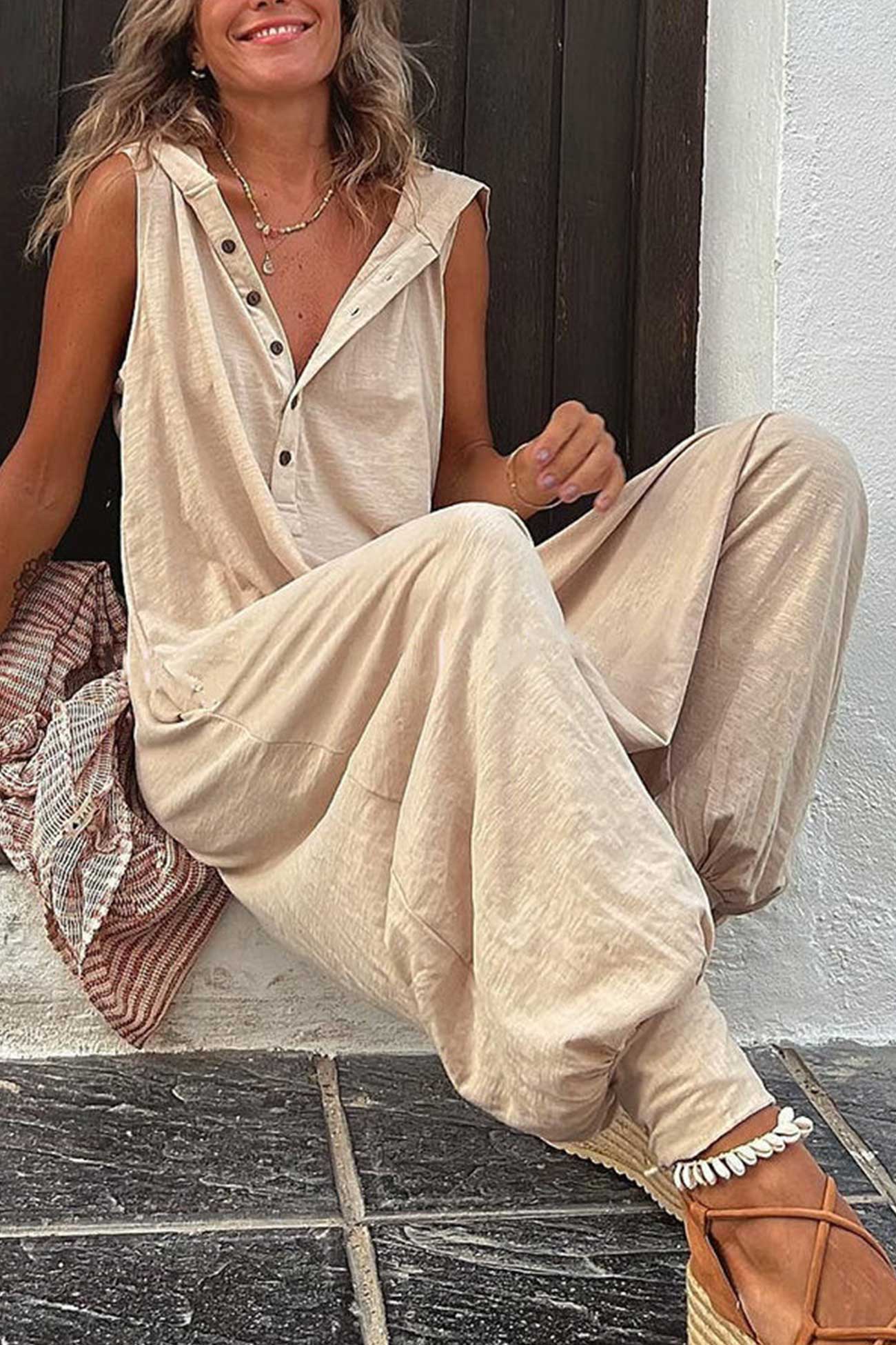 Ärmelloser Kapuzen-Jumpsuit für Damen | Ideal für den Sommer