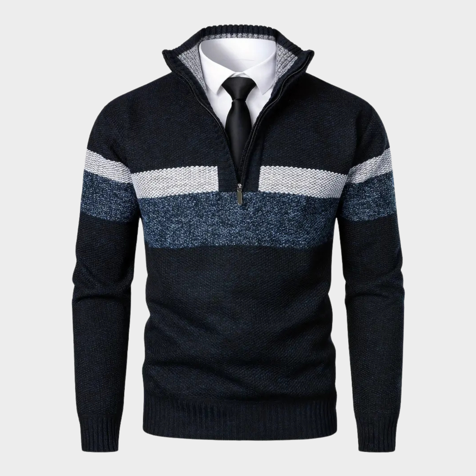 Stylischer Strick-Pullover Mit Stehkragen Und Reissverschluss für Herren | Ideal für alle Jahreszeiten