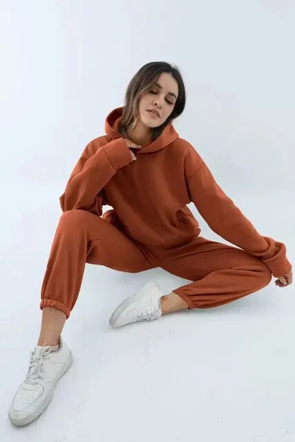 Klassisch Gross Hoodie Mit Hose Als Trainer Für Damen | Ideal für Outdoor-Aktivitäten