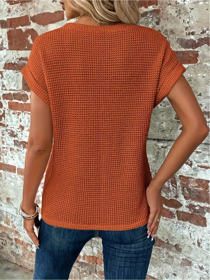 Klassisches Sommer Rundhals T-Shirt Mit Fledermausärmeln Und Saumdesign für Damen | Ideal für Sommer