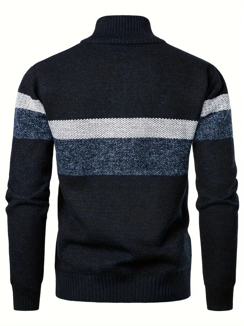 Stylischer Strick-Pullover Mit Stehkragen Und Reissverschluss für Herren | Ideal für alle Jahreszeiten