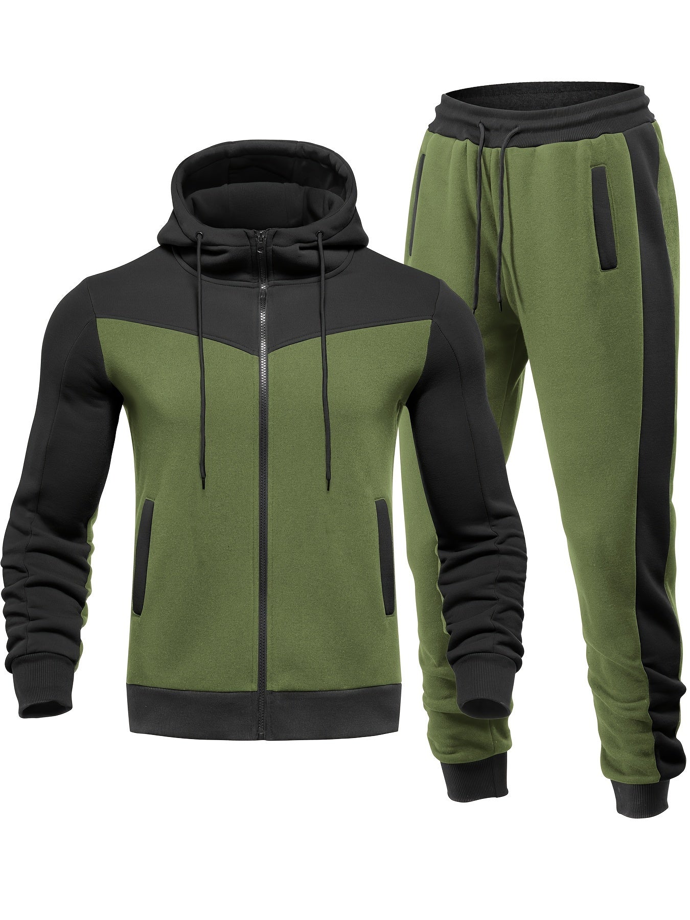 Lässiger Farbblock Pullover Mit Kapuze Und Jogginghose Trainingsanzug für Herren | Ideal für alle Jahreszeiten