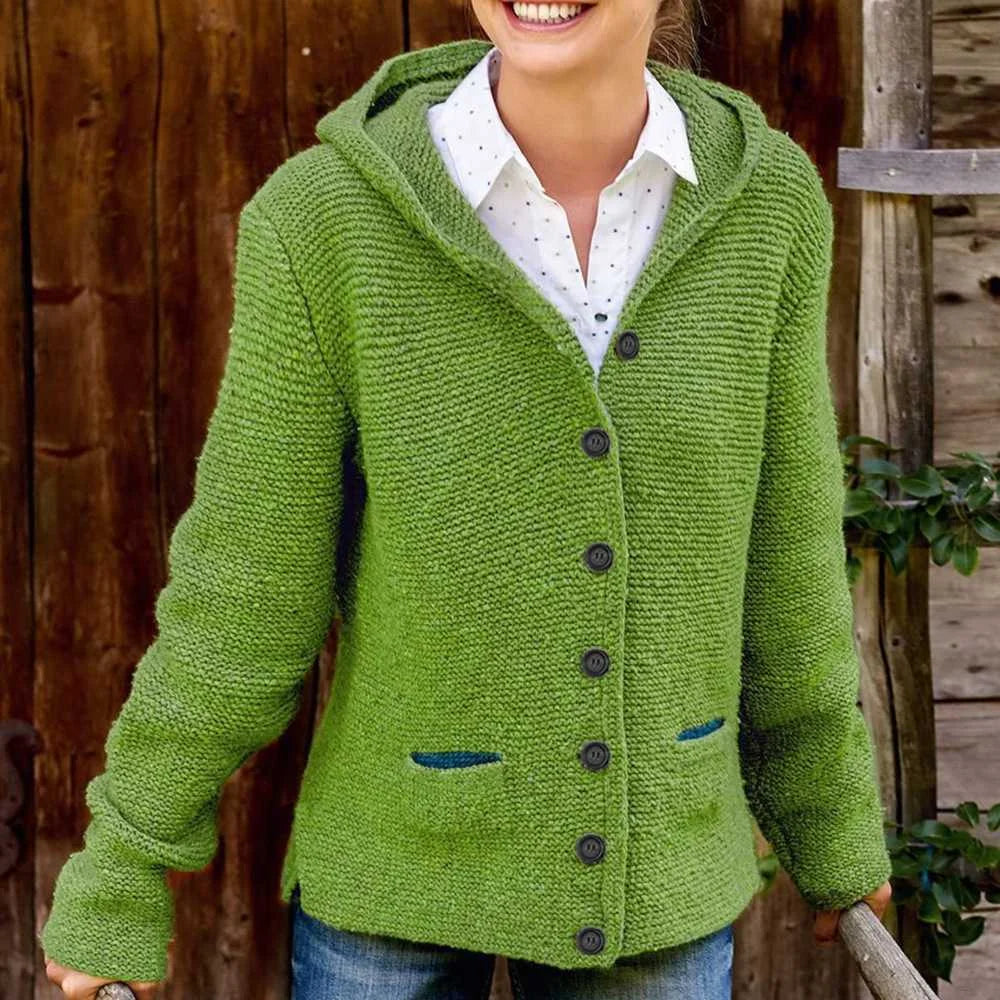 Klassischi Strickjacke Mit Kapuze Und Tasche für Damen | Ideal für alle Jahreszeiten