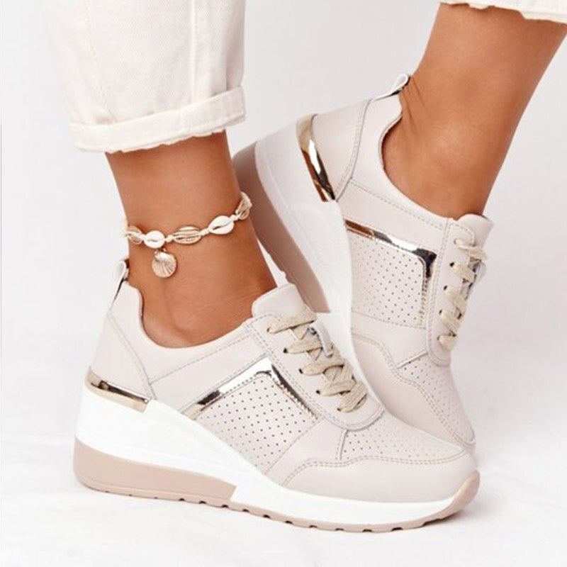 Atmigs Wedge-Sneakers mit Schnürung und hohem Absatz für Damen | Ideal für alle Jahreszeiten