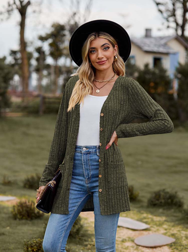 Lässigi Gestreifte Strickjacke Mit Chnöpfe für Damen | Ideal für alle Jahreszeiten