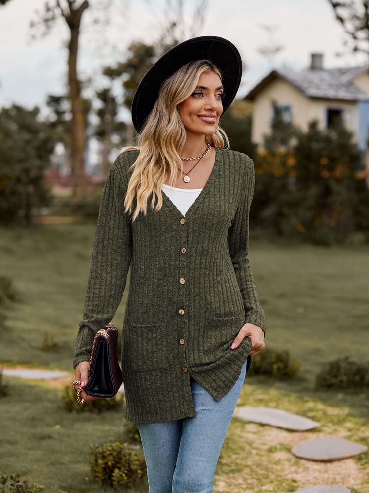 Lässigi Gestreifte Strickjacke Mit Chnöpfe für Damen | Ideal für alle Jahreszeiten