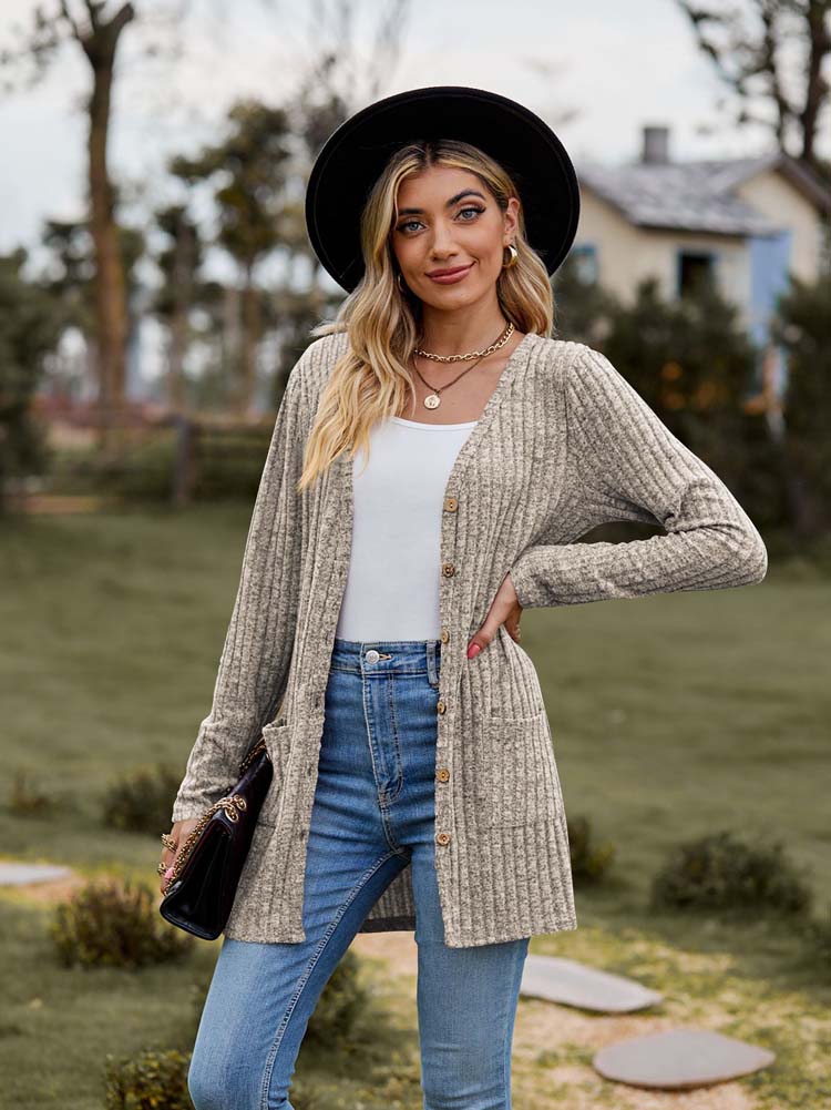 Lässigi Gestreifte Strickjacke Mit Chnöpfe für Damen | Ideal für alle Jahreszeiten