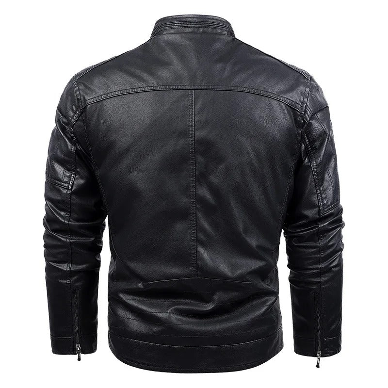 Weinlese Biker Vegane Lederjacke mit Fell für Herren | Ideal für den Winter