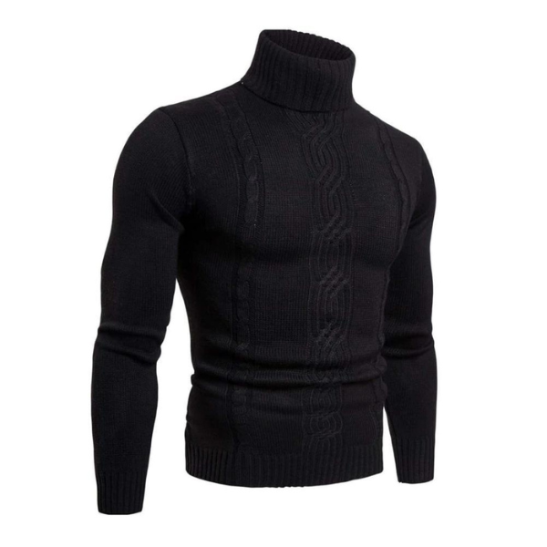 Schmal Geschnittener Rollkragen-Zopfmuster-Pullover Für Herren | Ideal für Herbst/Winter