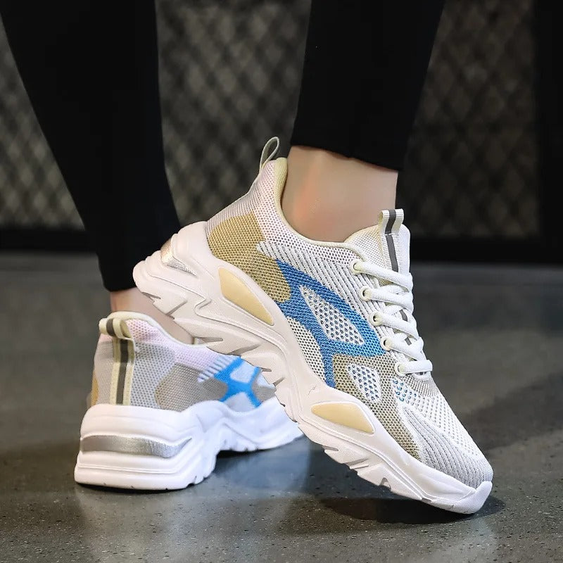 Atmigsakti Mehrfarbigi Mesh-Sneakers Mit Dicker Sohle für Damen | Ideal für jede Jahreszeit