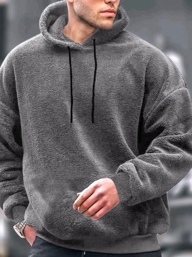 Lässigs Fleece-Pullover In Grau Mit Kapuze Und Kordelzug für Herren | Ideal für alle Jahreszeiten